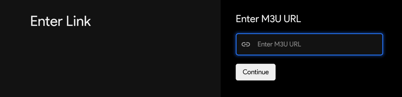 Enter M3U URL